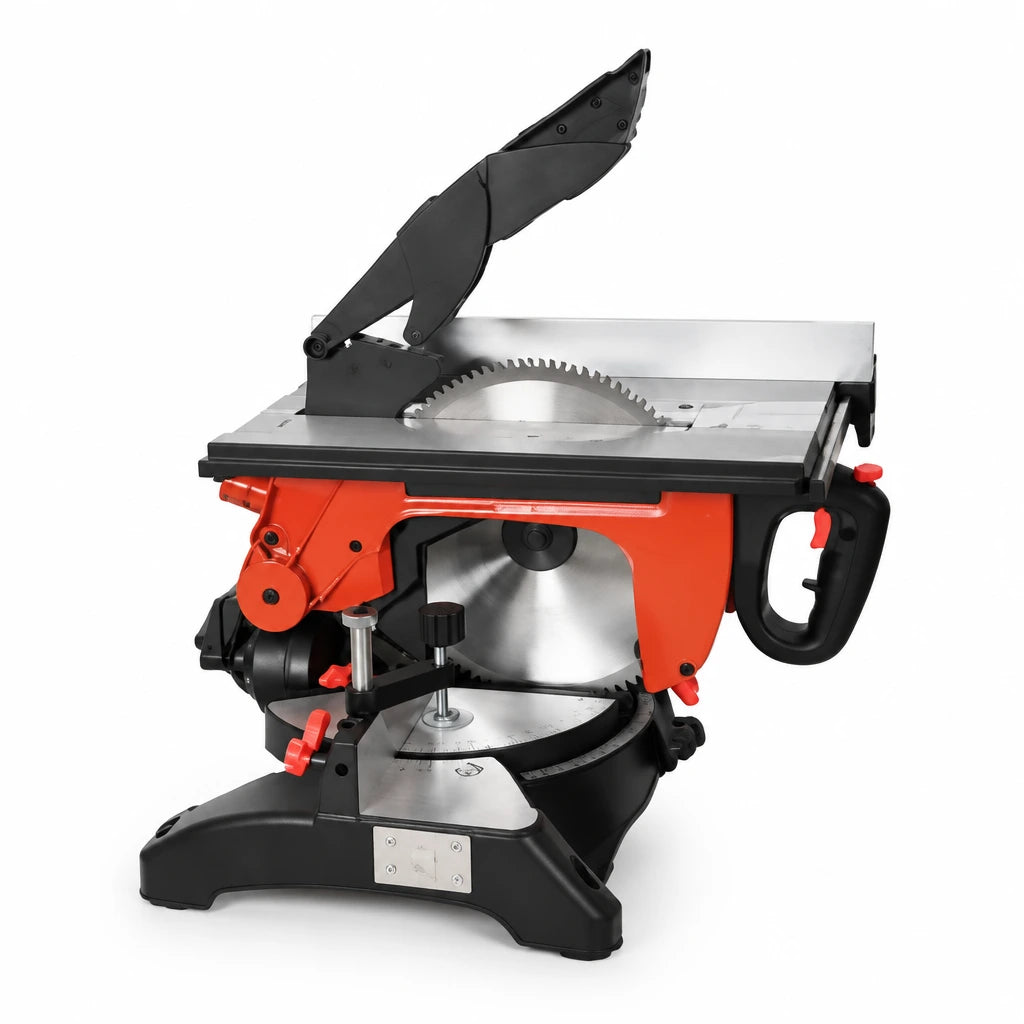 NRG NMS8200 10-inch electric dual-bevel sliding mitre saw on a white background
