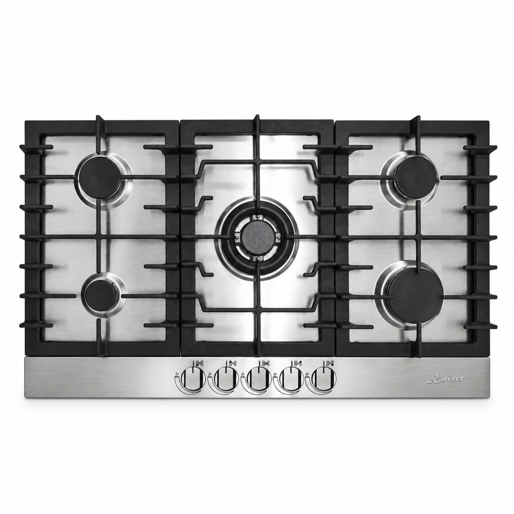 Kaiser KG 9356 Turbo 90cm stainless steel five-burner gas hob with central triple-ring burner