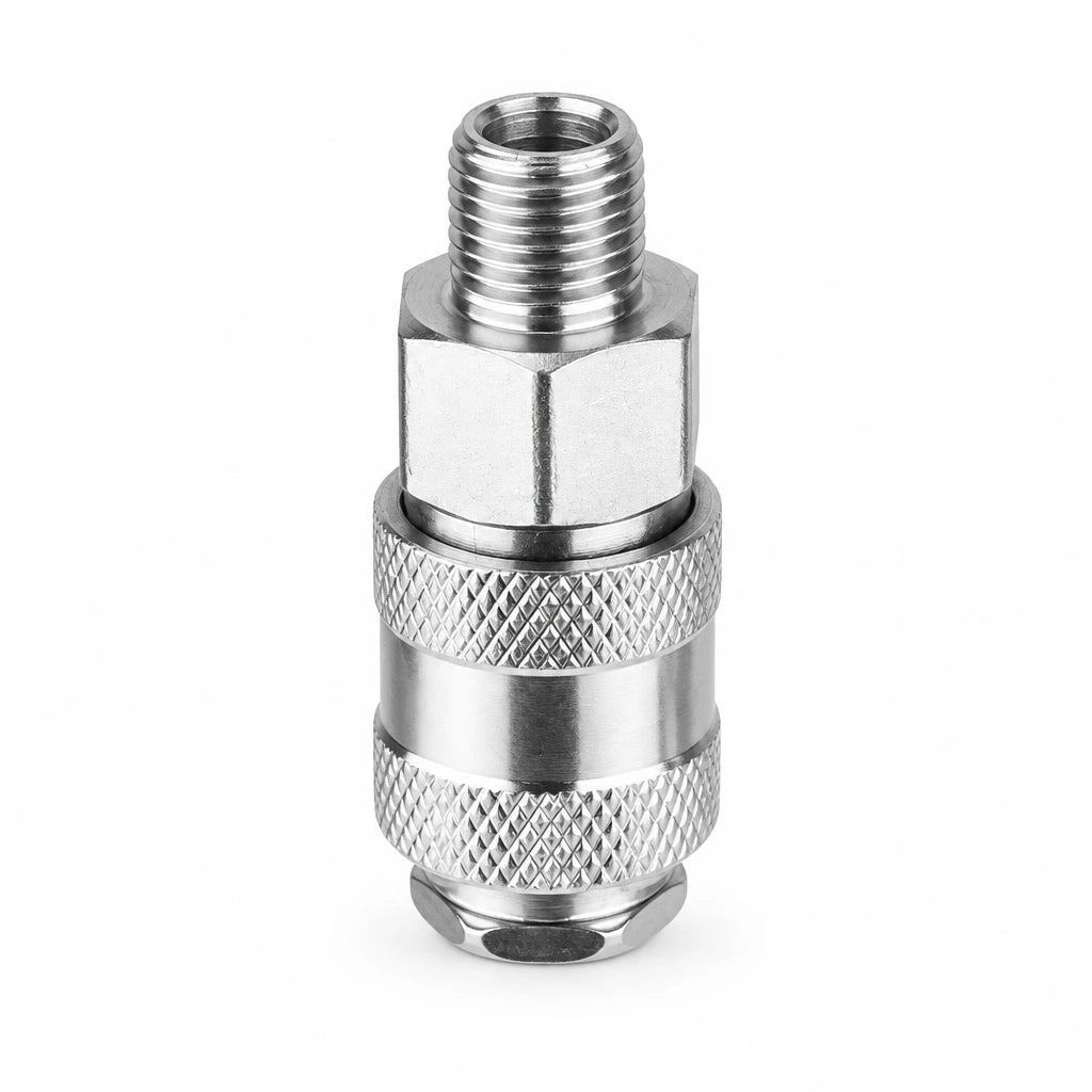 Wadfow WQP0950 1/4-inch male-thread air quick coupler on a white background