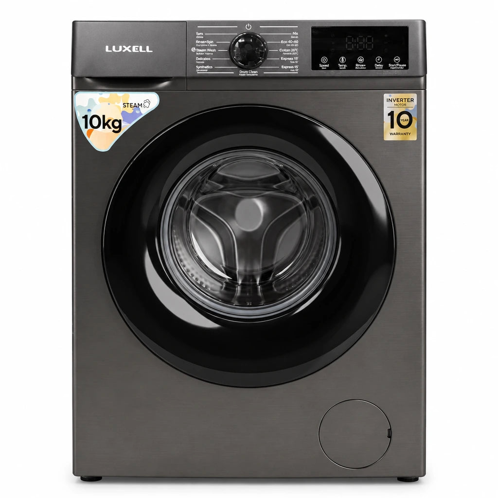 Luxell dark-grey 10kg front-load Steam Inverter washing machine LW10MAC-3(J) on white background