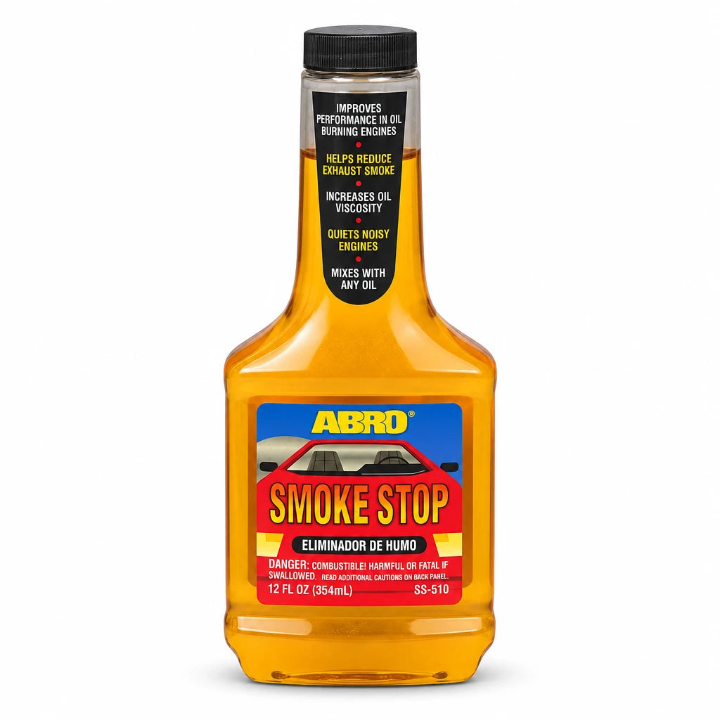 Abro SS-510 Smoke Stop engine oil treatment 354ml bottle on a clean white background