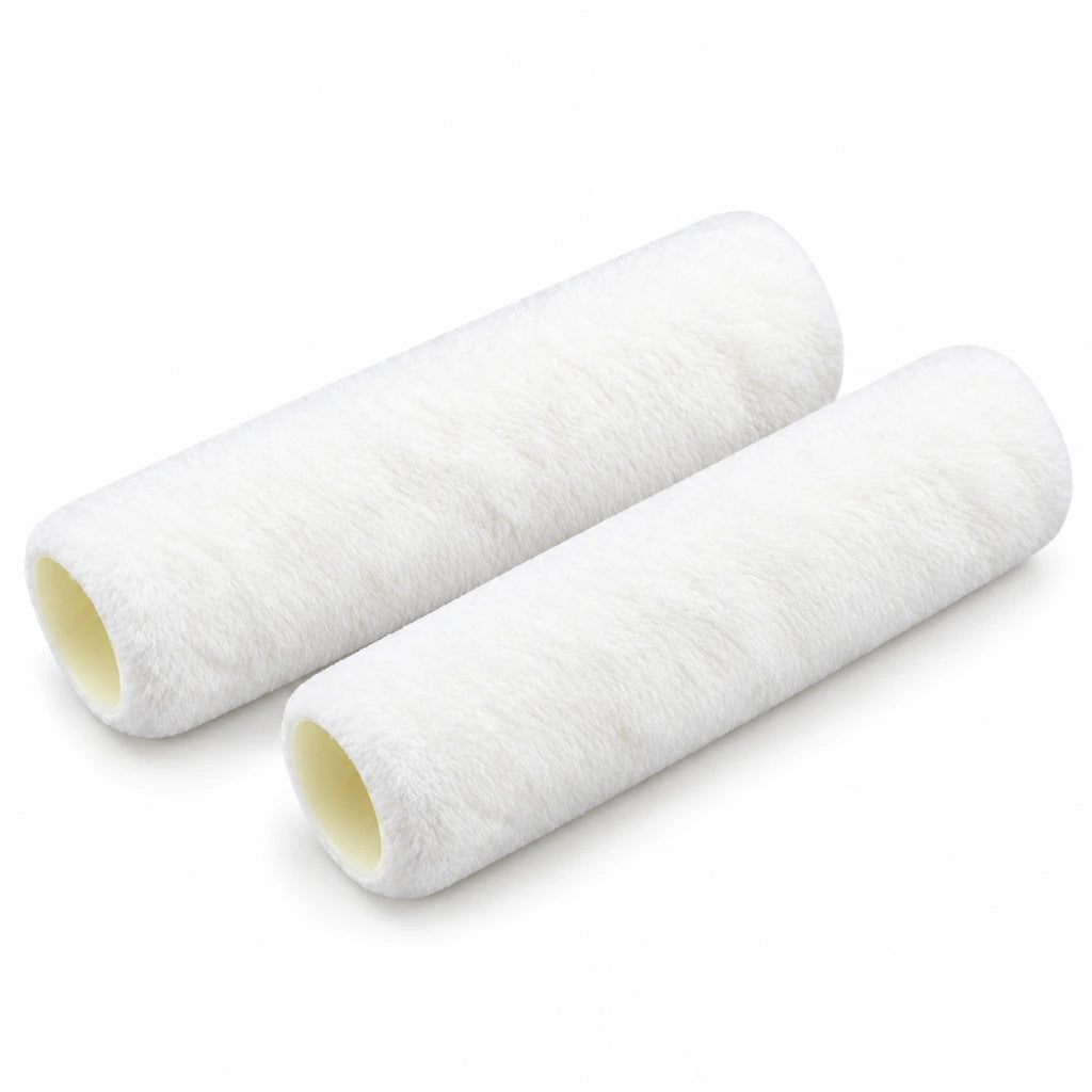 Pair of Coofix 9-inch white acrylic roller covers on a clean white background