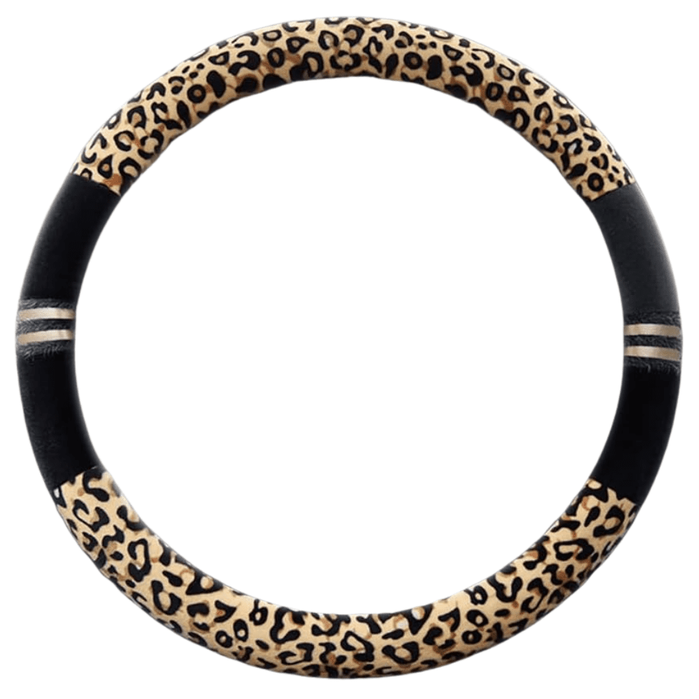 SM Select Interior Comfort & Styling Brown Leopard Print Universal Steering Wheel Cover