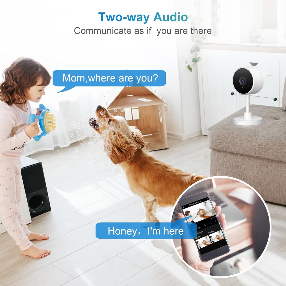 Smart Home Security & Surveillance Systems Smart Indoor WIFI Camera with Night Vision, Motion Detection & 2-Way Audio
