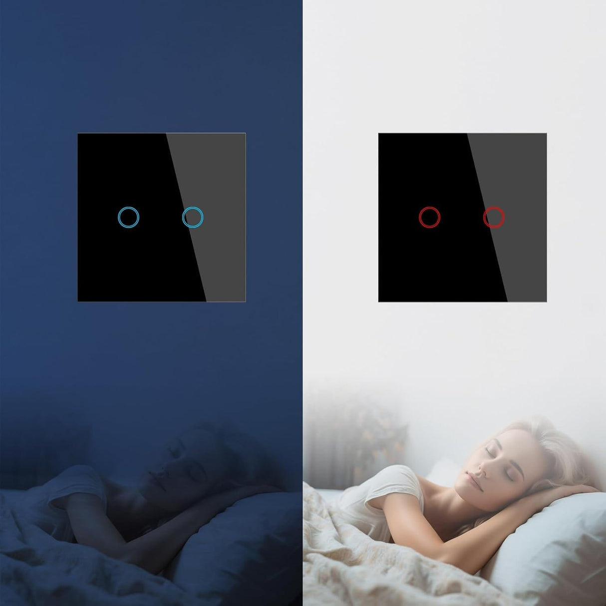 Smart Home Switches & Sockets Smart Wi-Fi 2-Gang Touch Light Switch – Voice & App Control | White, Black, Gold