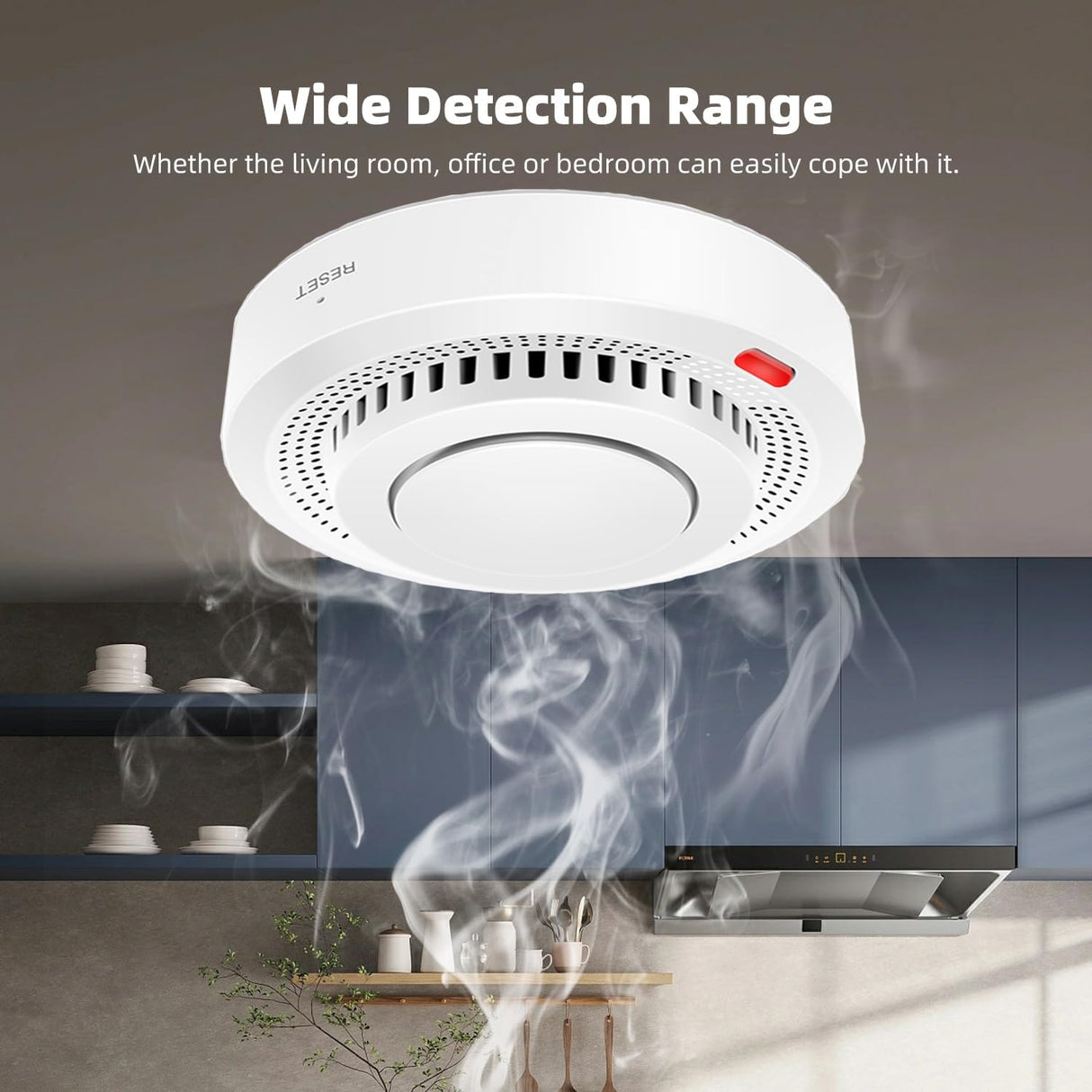Smart Home Smart Home Smart Wi-Fi Photoelectric Smoke Alarm with Remote Alerts & Fire Protection