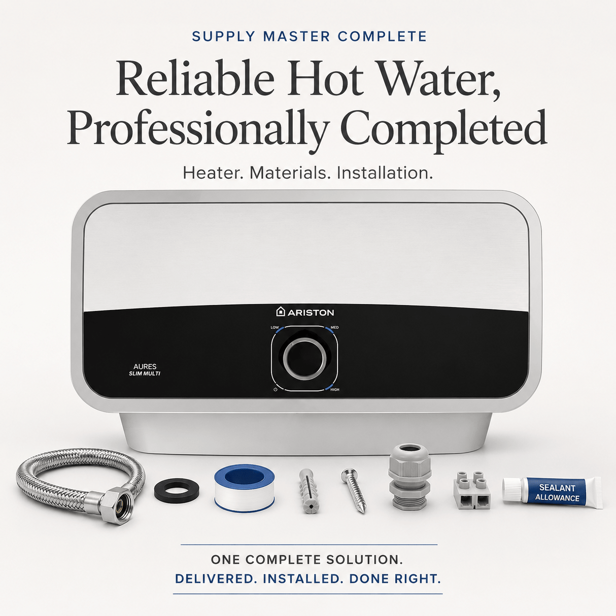 Supply Master Supply Master Complete Ariston Aures Slim 5.5kW Multi-Point Instant Water Heater + Professional Replacement Installation | Supply Master Complete
