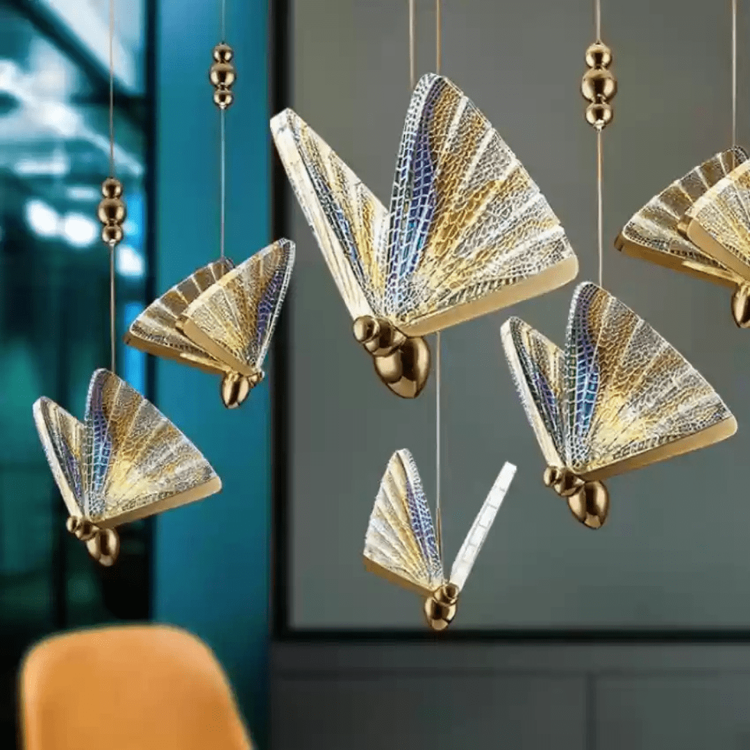 Supply Master Pendant & Chandeliers Enamel Acrylic 12 Head Butterfly Led Hanging Pendant Ceiling Lamp