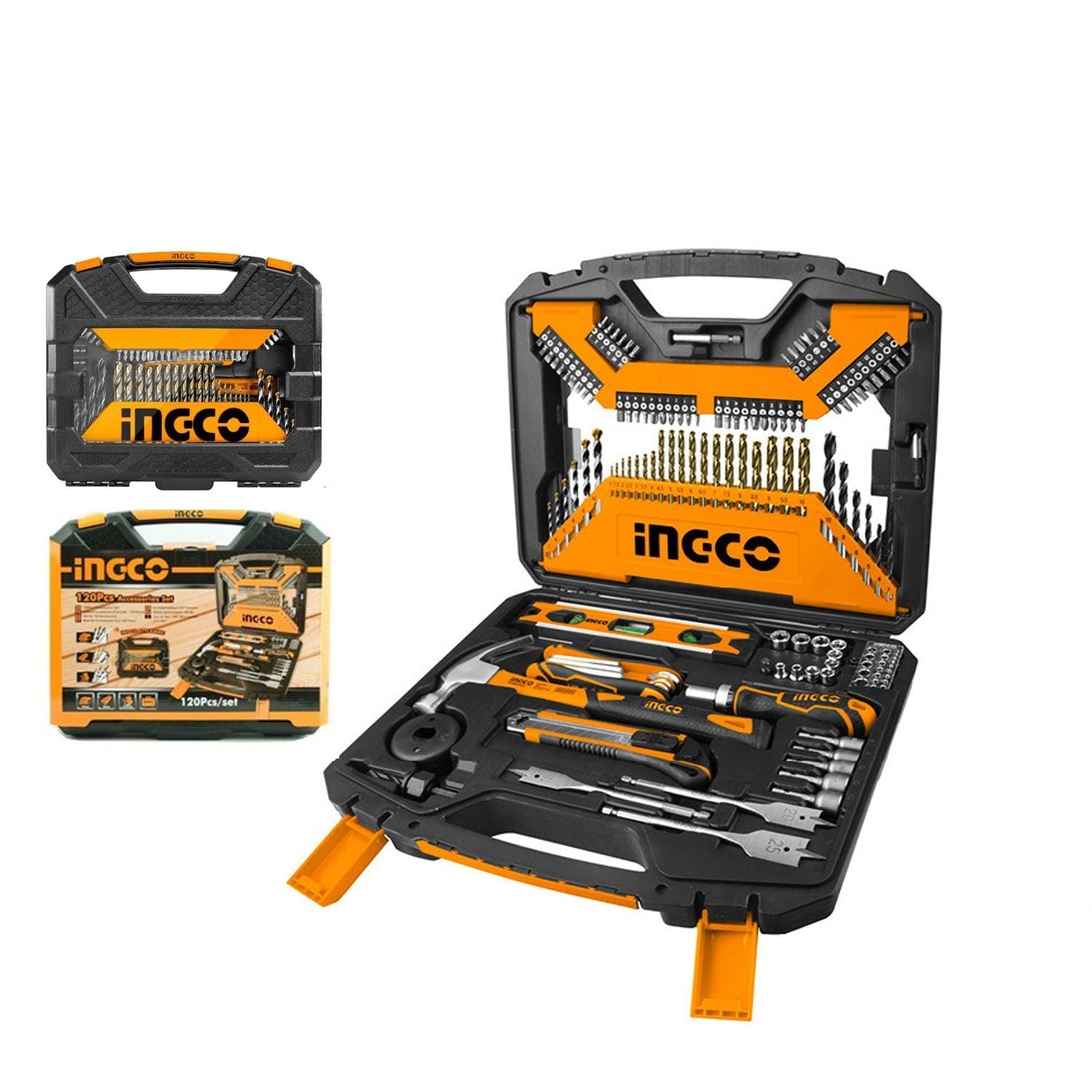 Ingco 120 Pcs Accessories Set - Masonry Drill Bits, HSS Twist Drill Bits, Wood Twist Drill Bits, Screwdriver Bits - HKTAC011201 | Supply Master | Accra, Ghana Drill Bits Buy Tools hardware Building materials