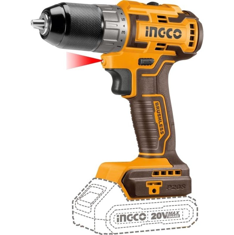 Ingco Lithium-Ion Brushless Cordless Hammer Impact Drill 20V - CIDLI20508 | Supply Master Accra, Ghana Drill Buy Tools hardware Building materials