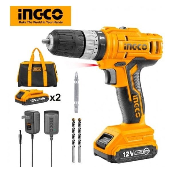 Ingco Lithium-Ion Cordless Hammer Impact Drill 12V - CIDLI12202 | Shop Online in Accra, Ghana - Supply Master Drill Buy Tools hardware Building materials