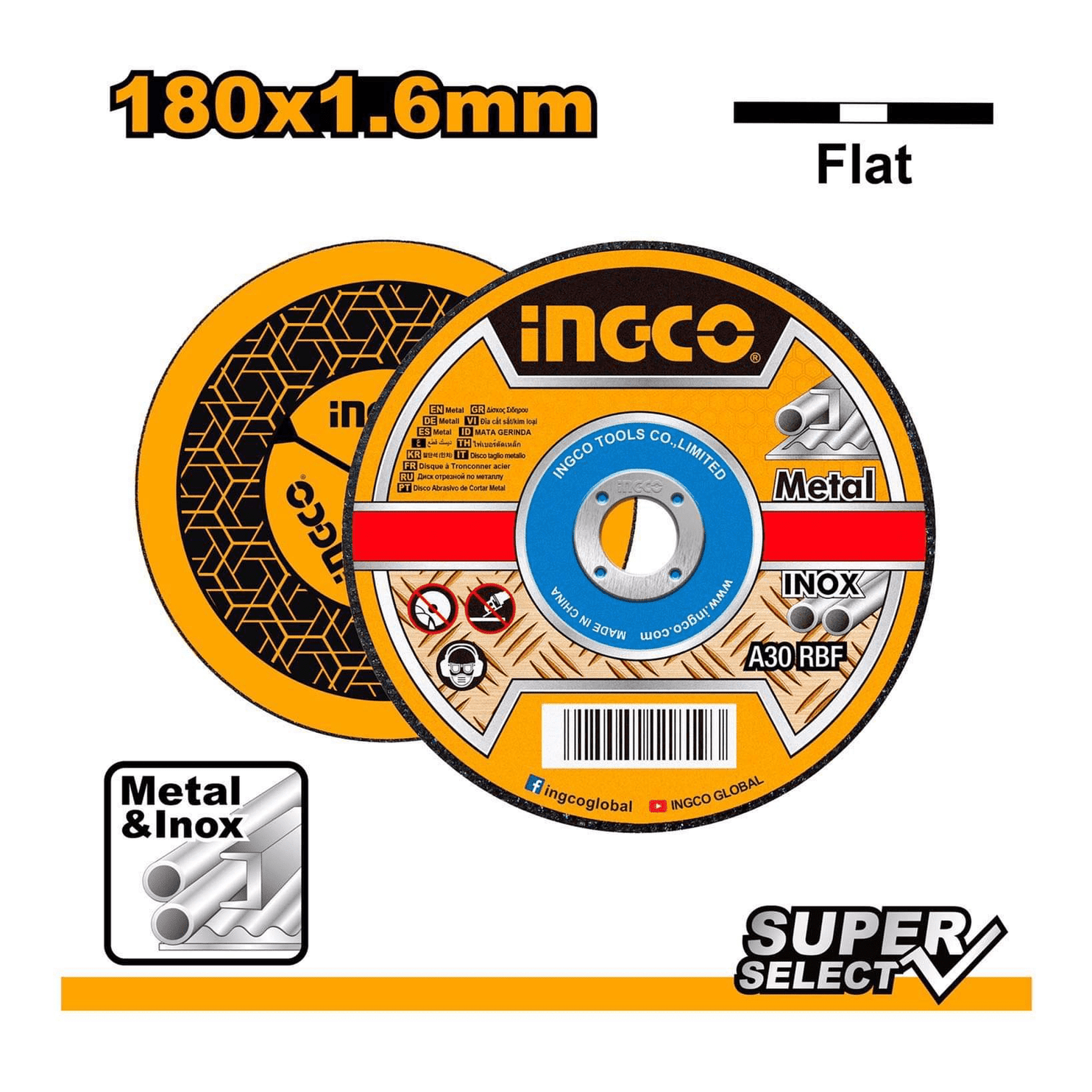 Ingco Abrasive INOX Metal Cutting Discs 7" & 9" - MCD161801 & MCD162301 | Supply Master Accra, Ghana Grinding & Cutting Wheels 7" Buy Tools hardware Building materials