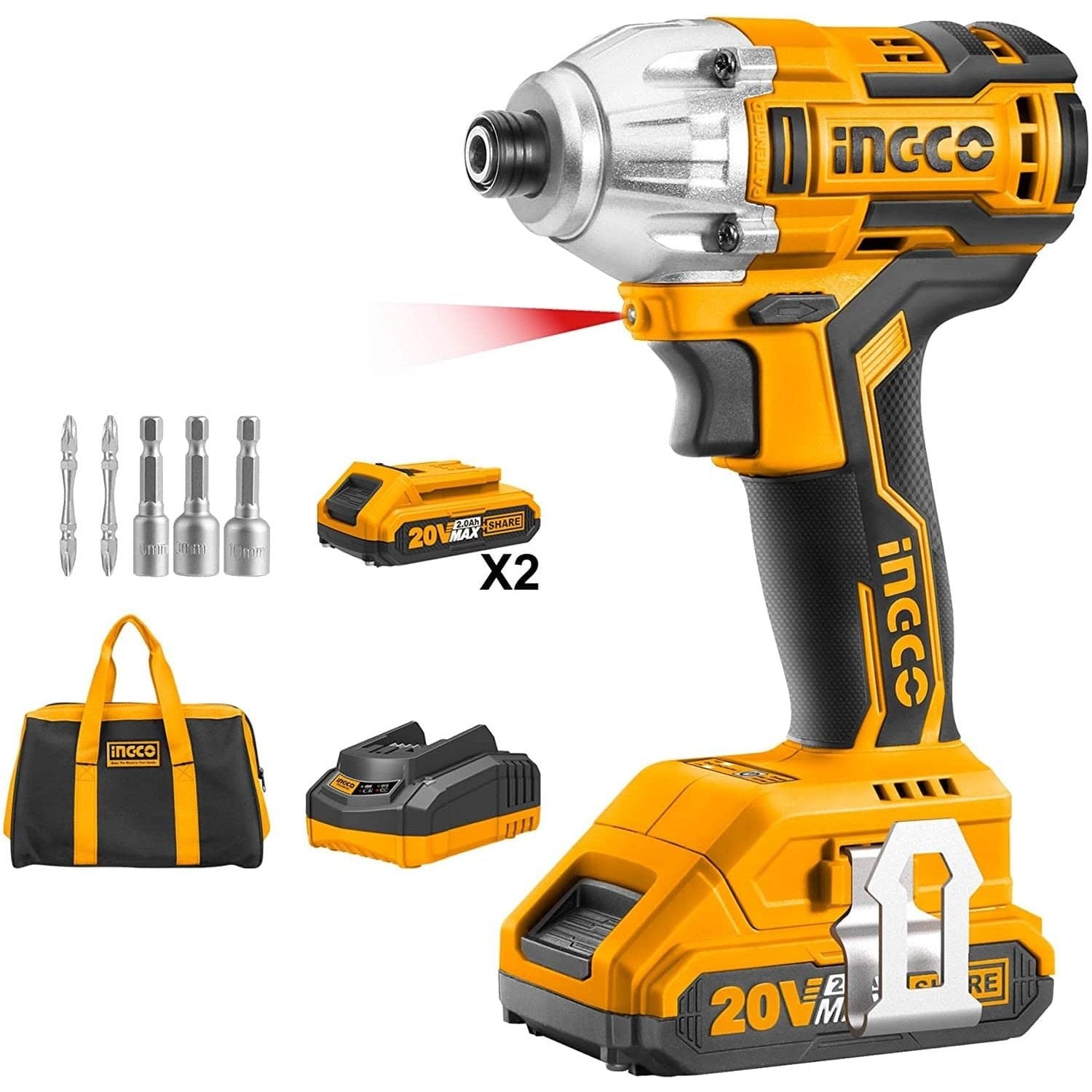 Ingco Lithium-Ion Cordless Impact Driver 20V 2.0Ah - CIRLI2002 | Buy Online in Accra, Ghana - Supply Master Impact Wrench & Driver Buy Tools hardware Building materials