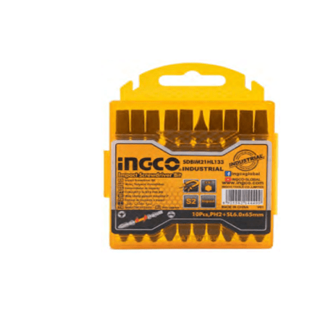 Ingco 10 Pieces Impact Screwdriver Bit Set 65mm - SDBIM21HL133 | Supply Master Accra, Ghana Screwdriver Bits Buy Tools hardware Building materials