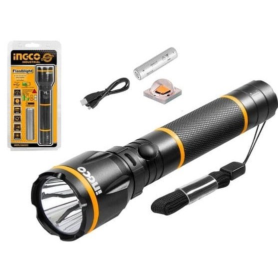 Ingco Waterproof Rechargeable LED Flashlight 450 Lumens - HHCFL1865051 | Supply Master | Accra, Ghana Specialty Safety Equipment Buy Tools hardware Building materials