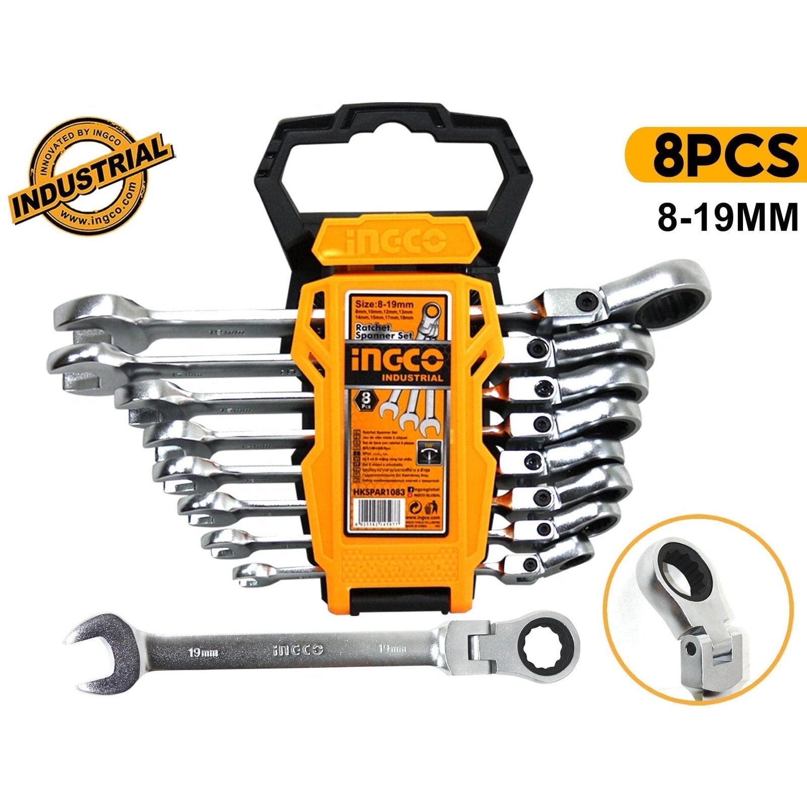 Ingco 8 Pieces Flexible Ratchet Spanner Set 8-19mm - HKSPAR1083 | Supply Master | Accra, Ghana Wrenches Buy Tools hardware Building materials