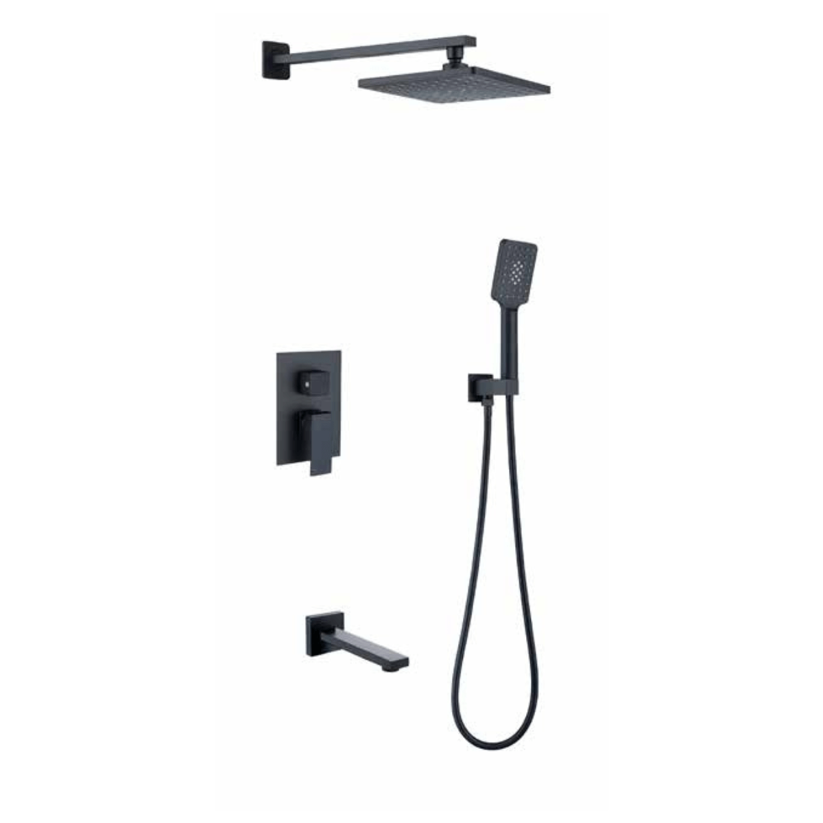 Buy Bathroom Black Concealed Wall Mounted Three-Function Square Overhead Rain Shower Set - WK-K-8417H | Shop at Supply Master Accra, Ghana Shower Set Buy Tools hardware Building materials