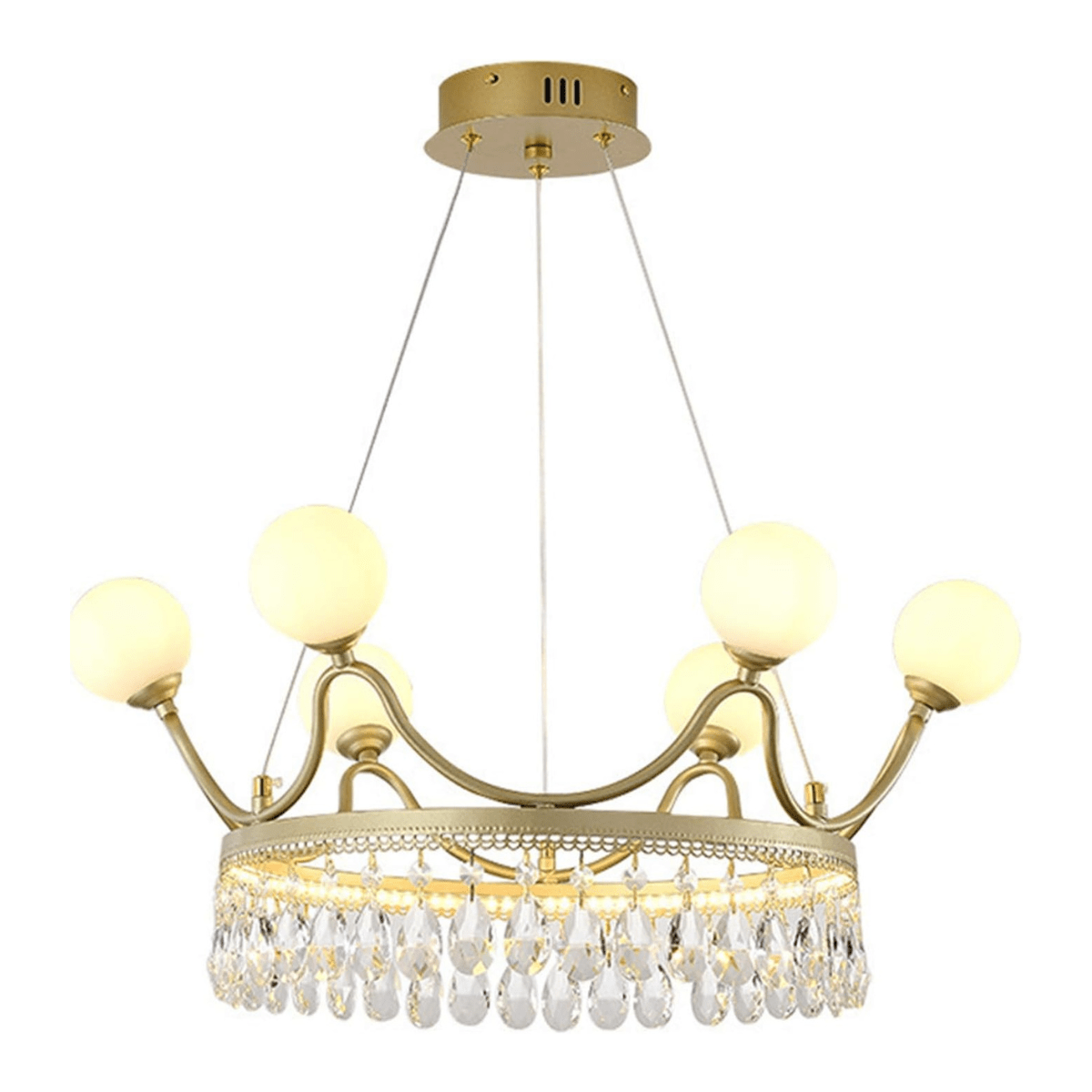 Buy Luxury Modern LED 6 Crown Crystal White Balls Ceiling Pendant Chandelier 60cm - CL-14 | Shop at Supply Master Accra, Ghana Lamps & Lightings Buy Tools hardware Building materials