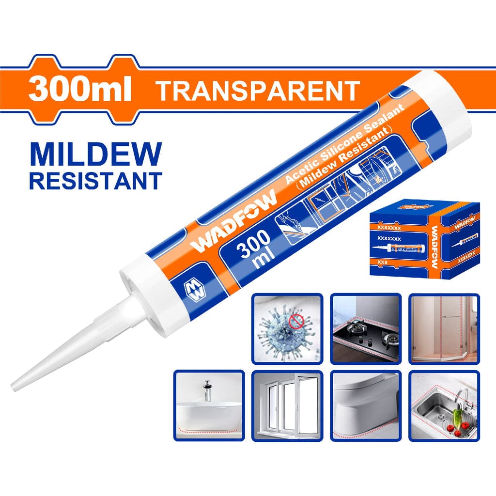 Buy Wadfow Mildew Resistant Acetic Silicone Sealant (White & Transparent) Online in Accra, Ghana | Supply Master Caulk & Sealants Buy Tools hardware Building materials