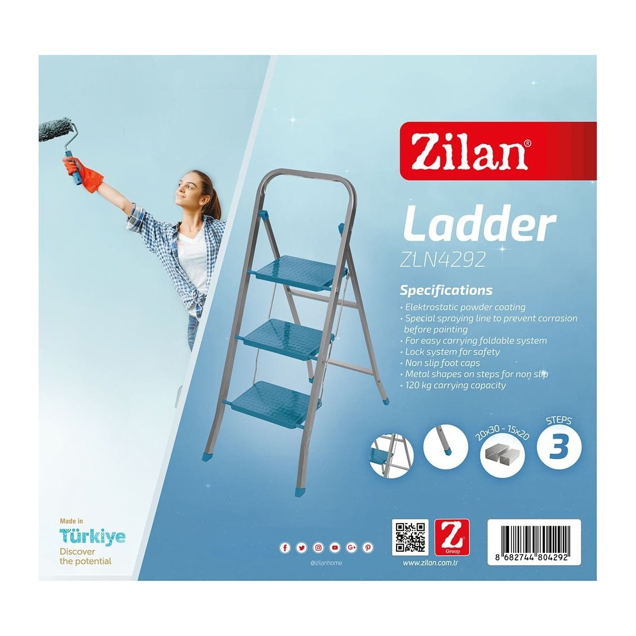 Zilan 3-Step Metal Ladder - ZLN4292 | Supply Master Accra, Ghana Ladder Buy Tools hardware Building materials