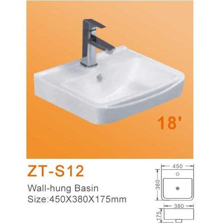 Buy Zotto Single Hole Wall-mounted Wash Hand Basin 390x160x300mm - ZT-K27 | Shop at Supply Master Accra, Ghana Bathroom Sink Buy Tools hardware Building materials