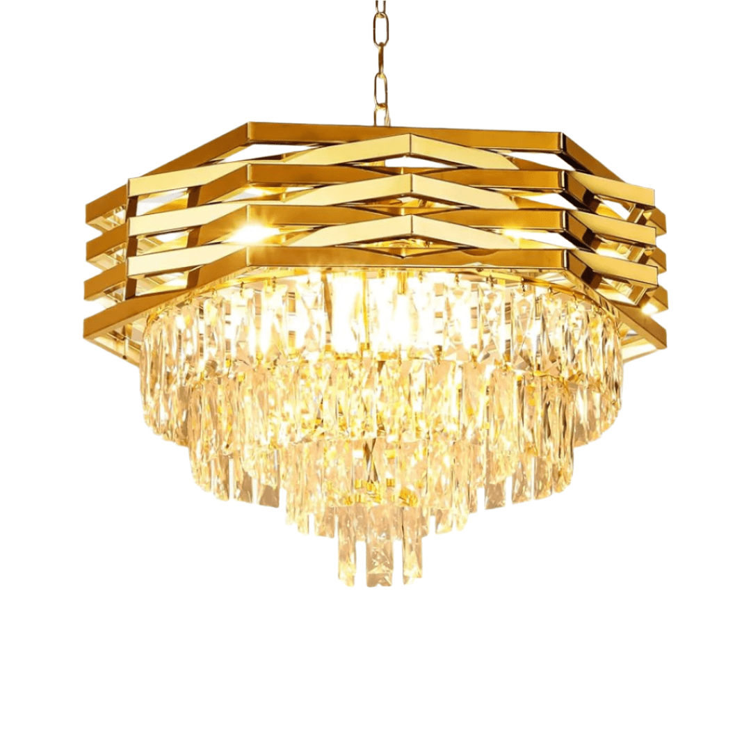 Supply Master Pendant & Chandeliers Luxury Gold Crest Crystal Chandelier With E14 Bulb
