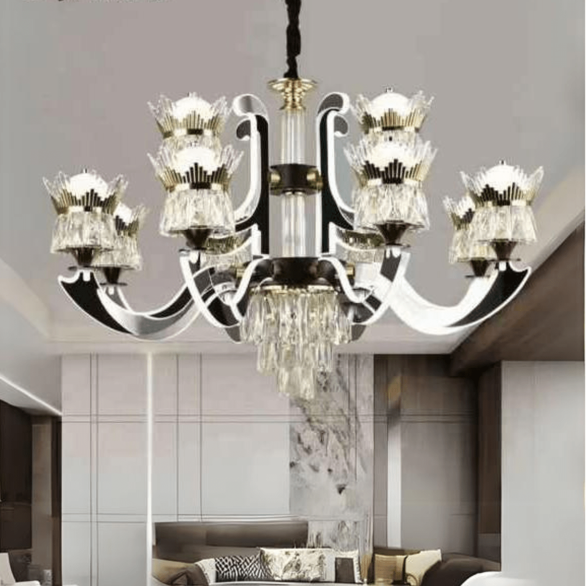 TDC Lights Lamps & Lightings Luxury Modern LED Sputnik Glass Crystal 12 Heads Ceiling Pendant Chandelier - CL-19-12