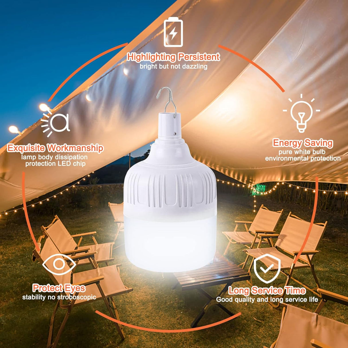 TDC Lights Lamps & Lightings Rechargeable Portable Light Bulb 30W 3600mAh - FY-04
