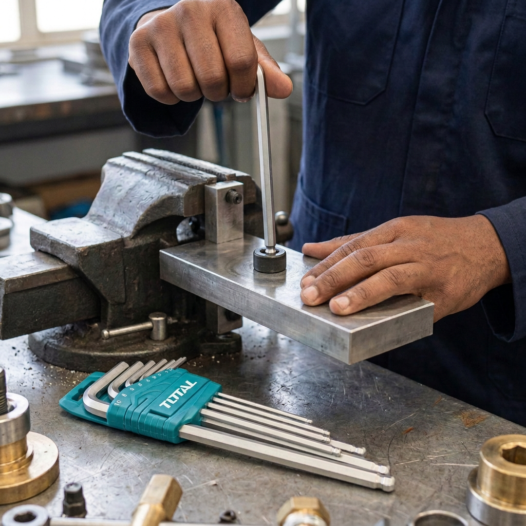 Technician demonstrating the Total ball-point hex key set