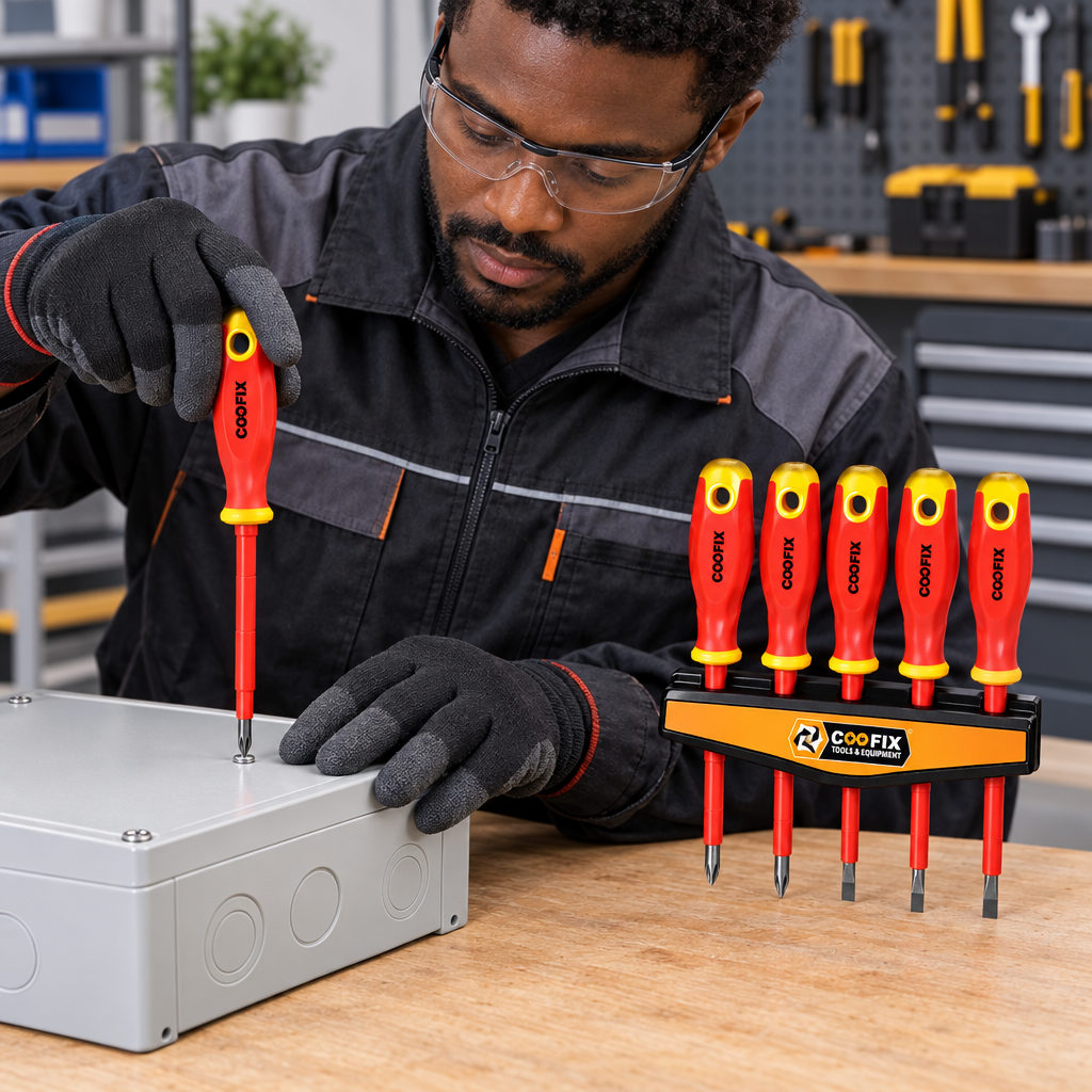 Technician using one screwdriver from the six-piece Coofix set