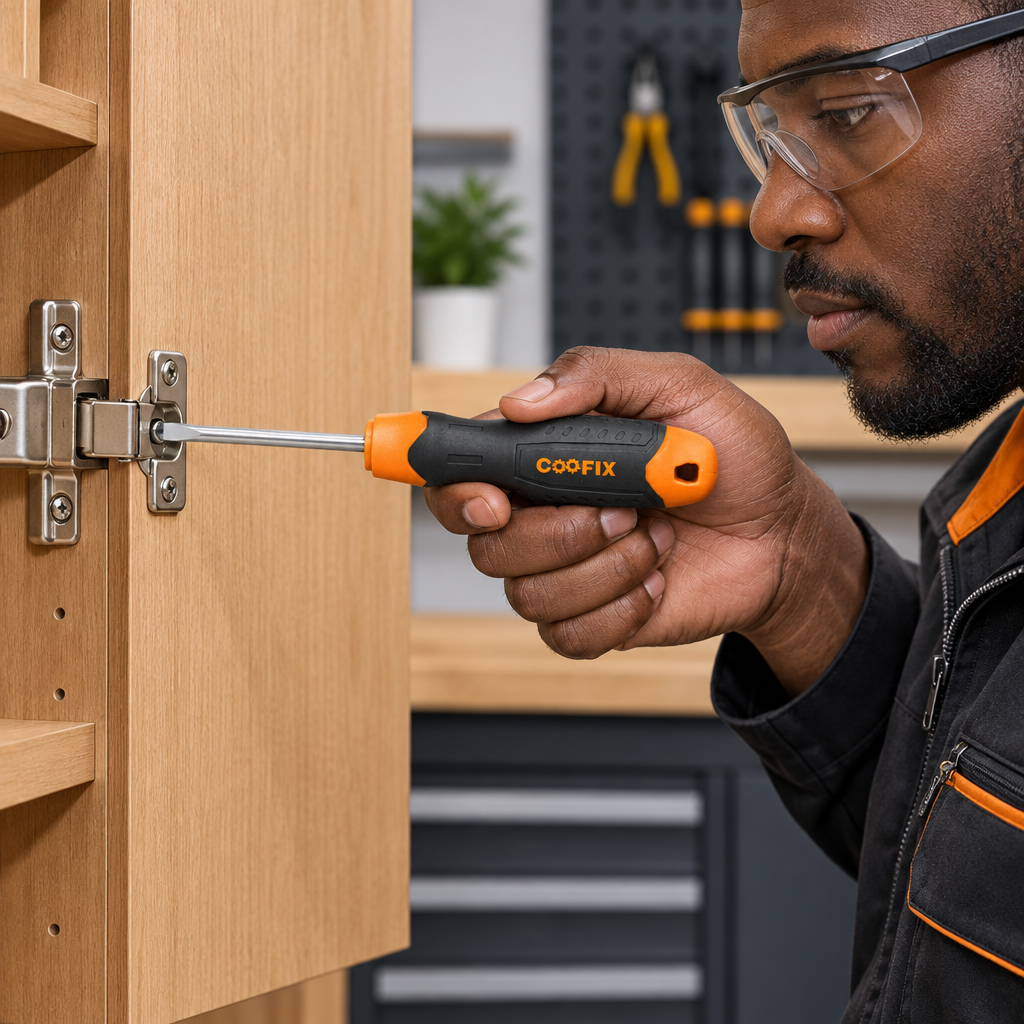 Technician using the Coofix slotted screwdriver on a single-slot screw