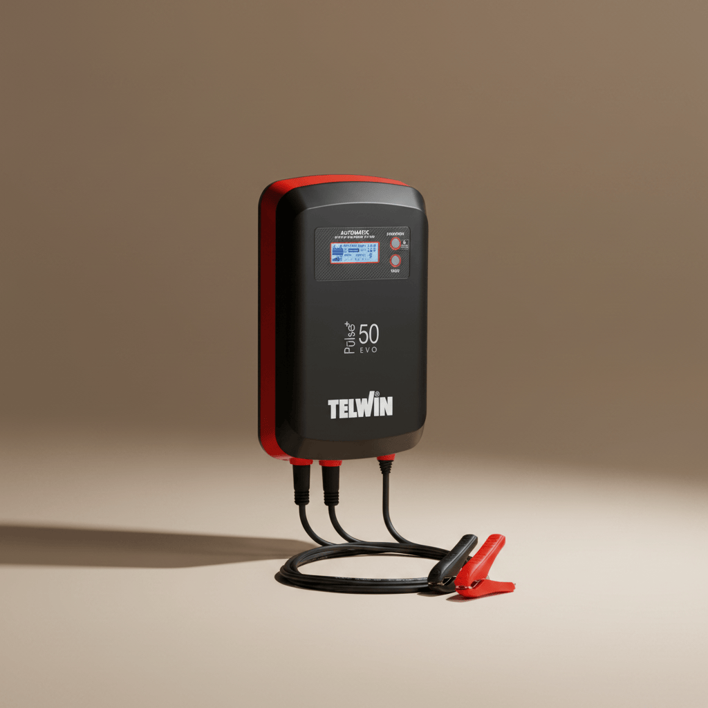 Telwin Booster Cable & Battery Charger Telwin Pulse 50 Evo Automatic Battery Charger, Maintainer & Tester with LCD Display 12V/24V - TEL-807611