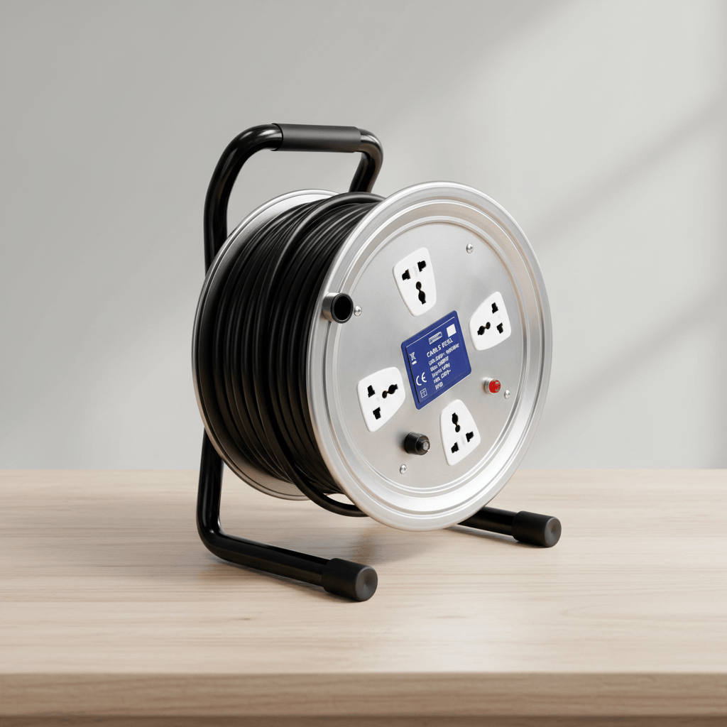 Tera Building Materials Tera Professional 3-Pin Silver Extension Cable Reel 3G × 2.0mm² with 4 Sockets | 25m & 50m