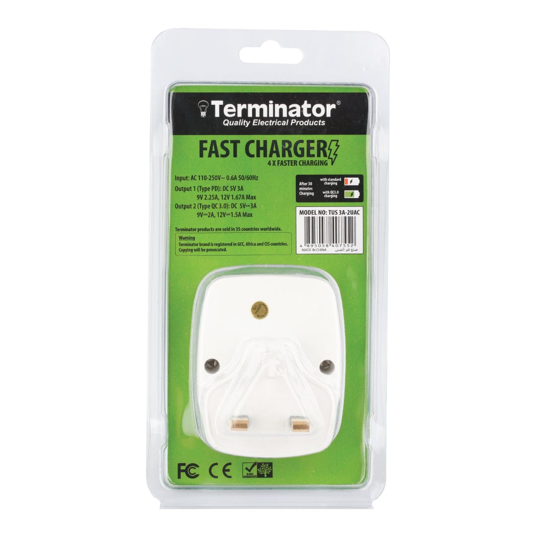 Terminator Power Management & Protection Terminator 2 Port A&C Type USB Fast Charger 38W - TUS 3A-2UAC