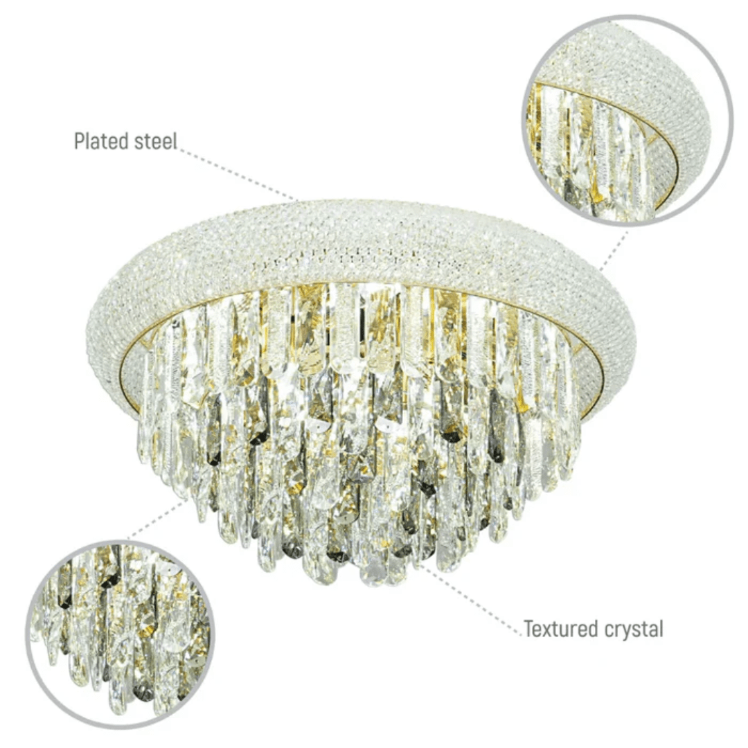 TKLD Pendant & Chandeliers Alexandra Flush Crystal Chandelier Ceiling Light - 40W