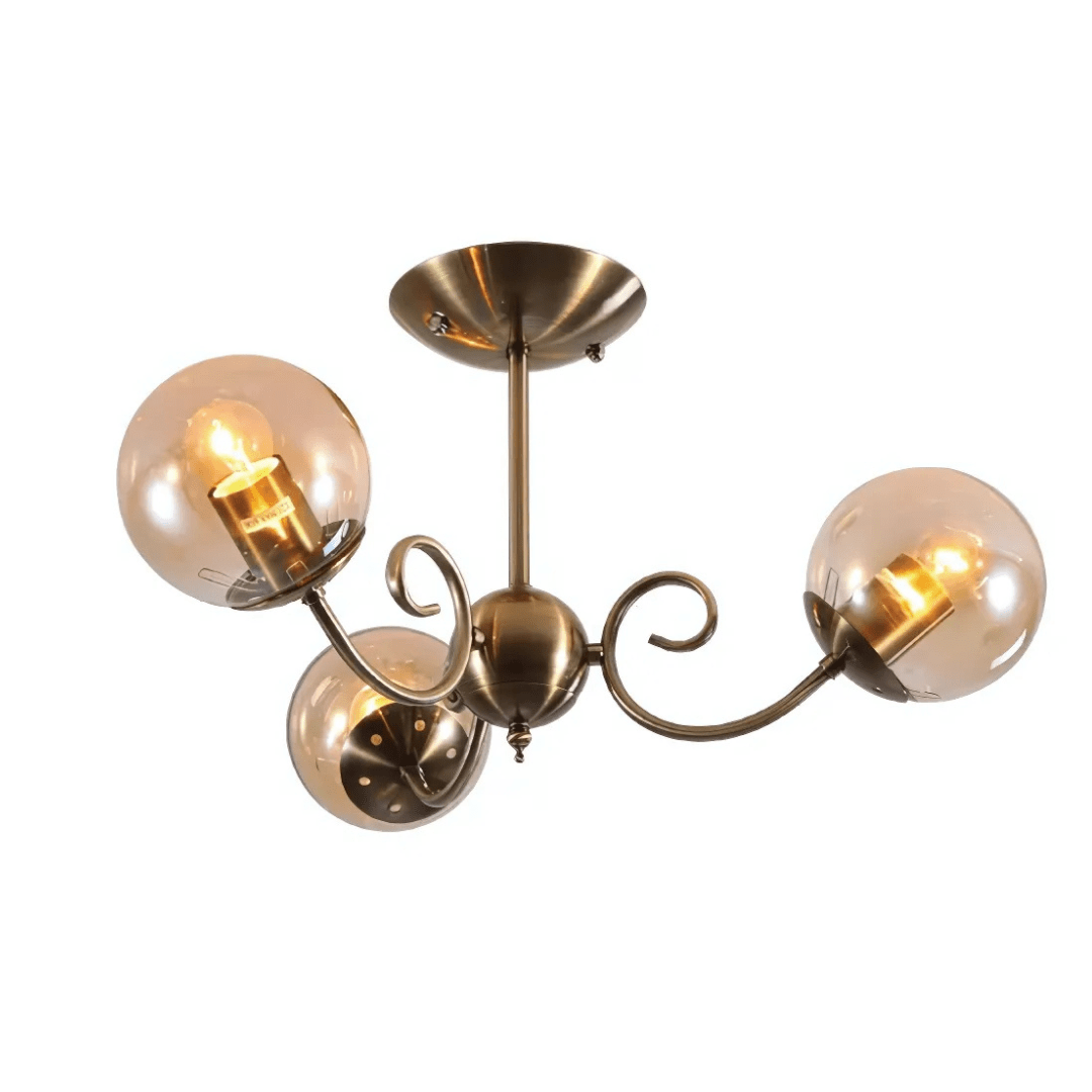 TKLD Ceiling Lights Amber 3 Lamp Globe Glass Vintage Retro Crystal Ceiling Light - 40W