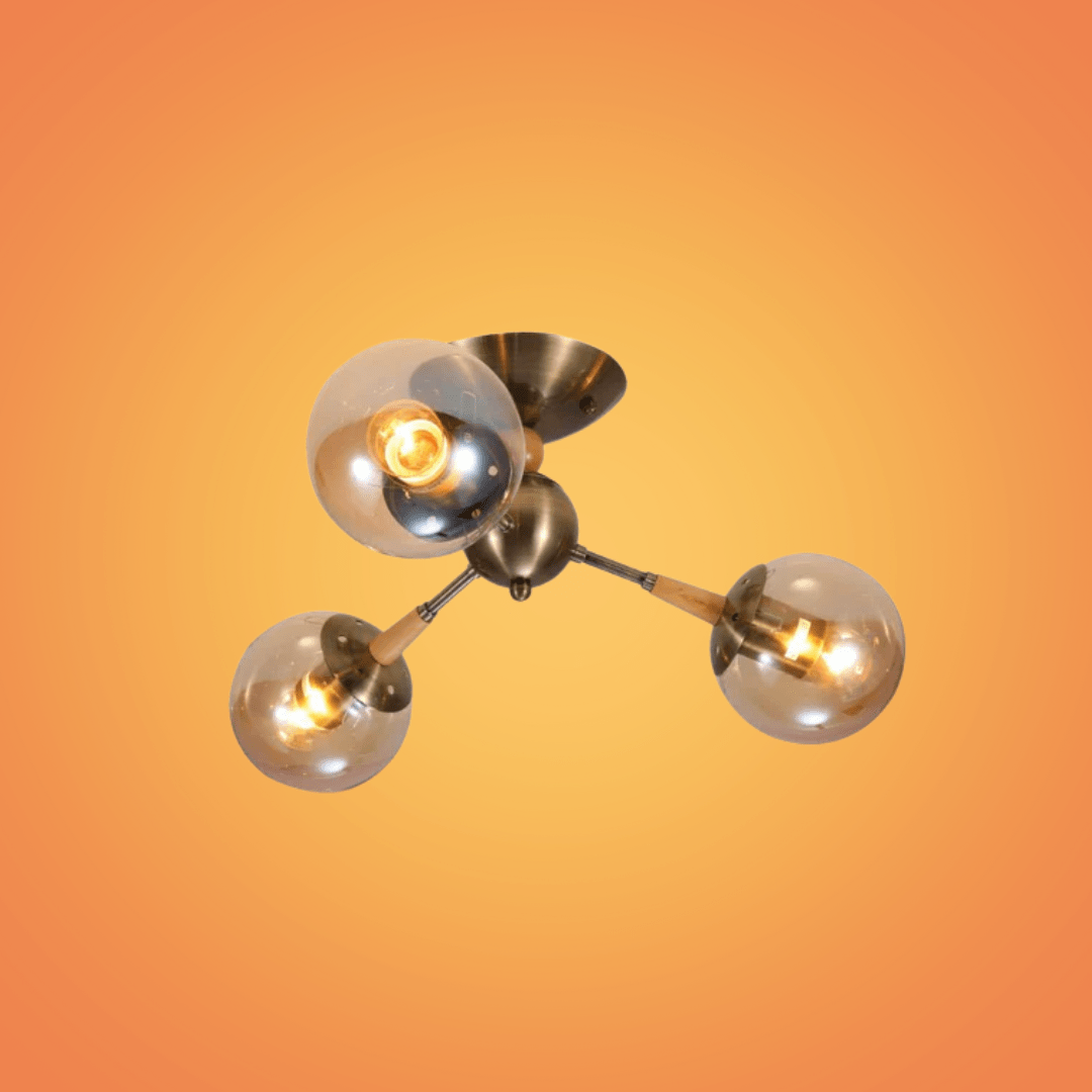 TKLD Ceiling Lights Amber 3 Lamp Globe Glass Vintage Retro Molecule Ceiling Light - 40W