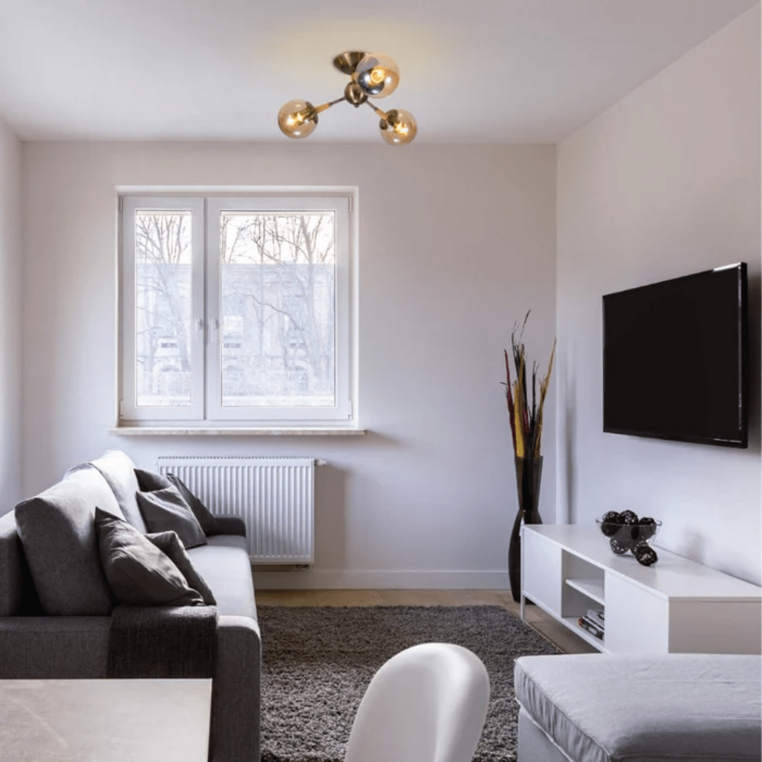 TKLD Ceiling Lights Amber 3 Lamp Globe Glass Vintage Retro Molecule Ceiling Light - 40W