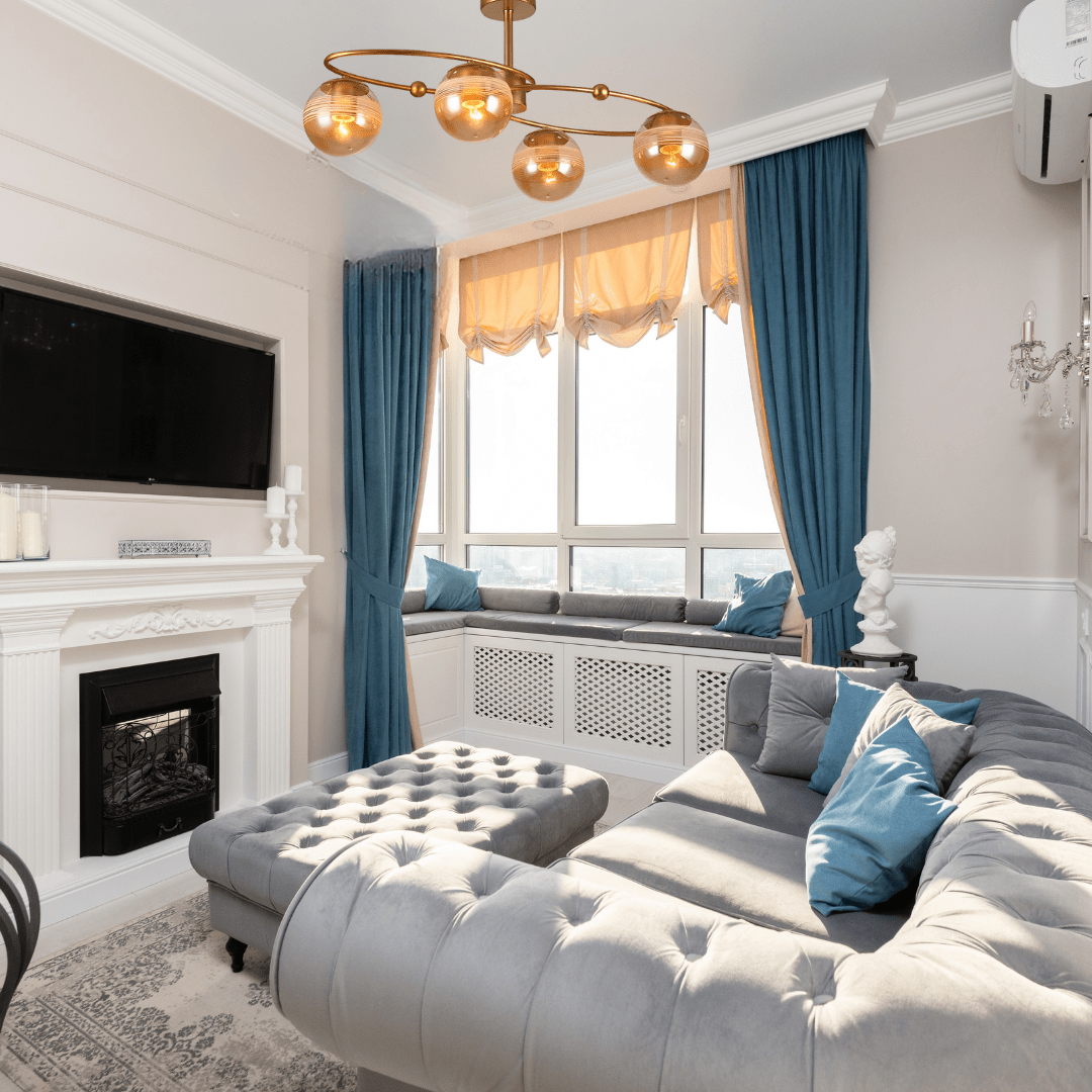 TKLD Ceiling Lights Amber 4 Rounded Globe Glass Gold Ellipse Metal Body Semi Flush Ceiling Light - 40W