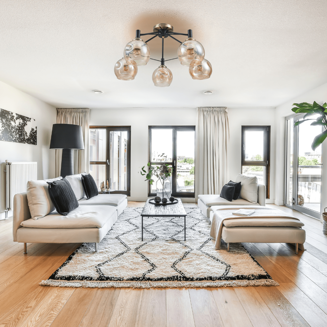 TKLD Ceiling Lights Amber 5 Lamp Dimpled Bell Glass Black Metal Semi Flush Ceiling Light - 60W