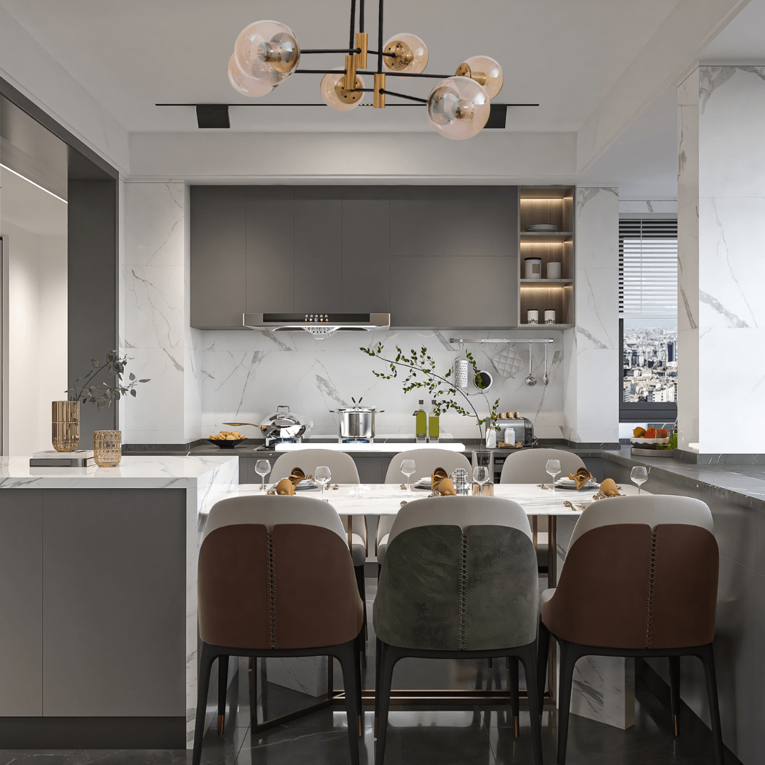 TKLD Ceiling Lights Amber 6 Lamp Glass Globe Gold and Black Metal Semi Flush Ceiling Light - 40W