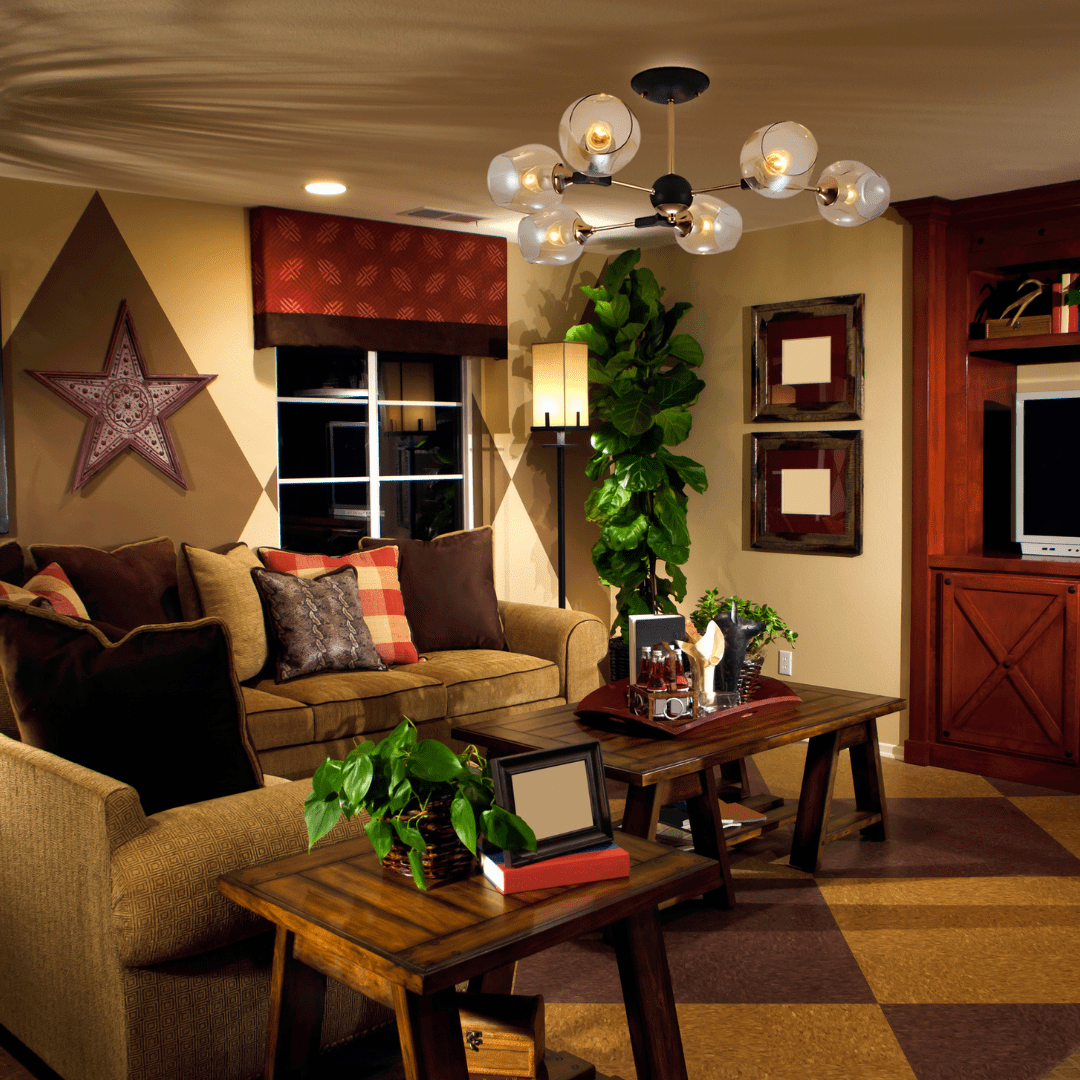 TKLD Pendant & Chandeliers Amber Bell 6 Lamp Glass Sputnik Gold Semi Flush Ceiling Light - 40W