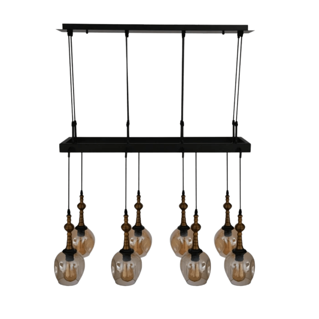 TKLD Pendant & Chandeliers Amber Cone Glass Black Metal Island Ceiling Chandelier Light - 40W