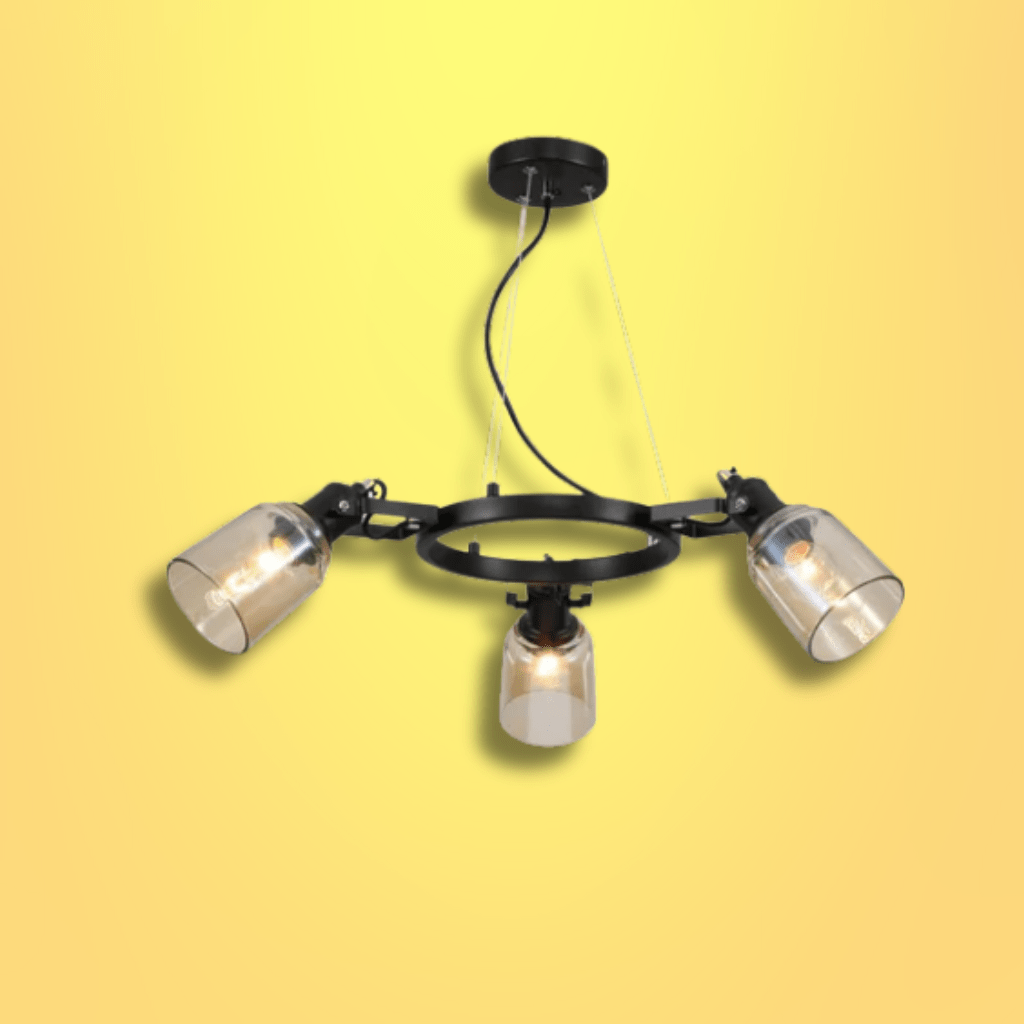 TKLD Pendant & Chandeliers Amber Cone Glass Black Suspended E27 Ceiling Light - 3 Lamps