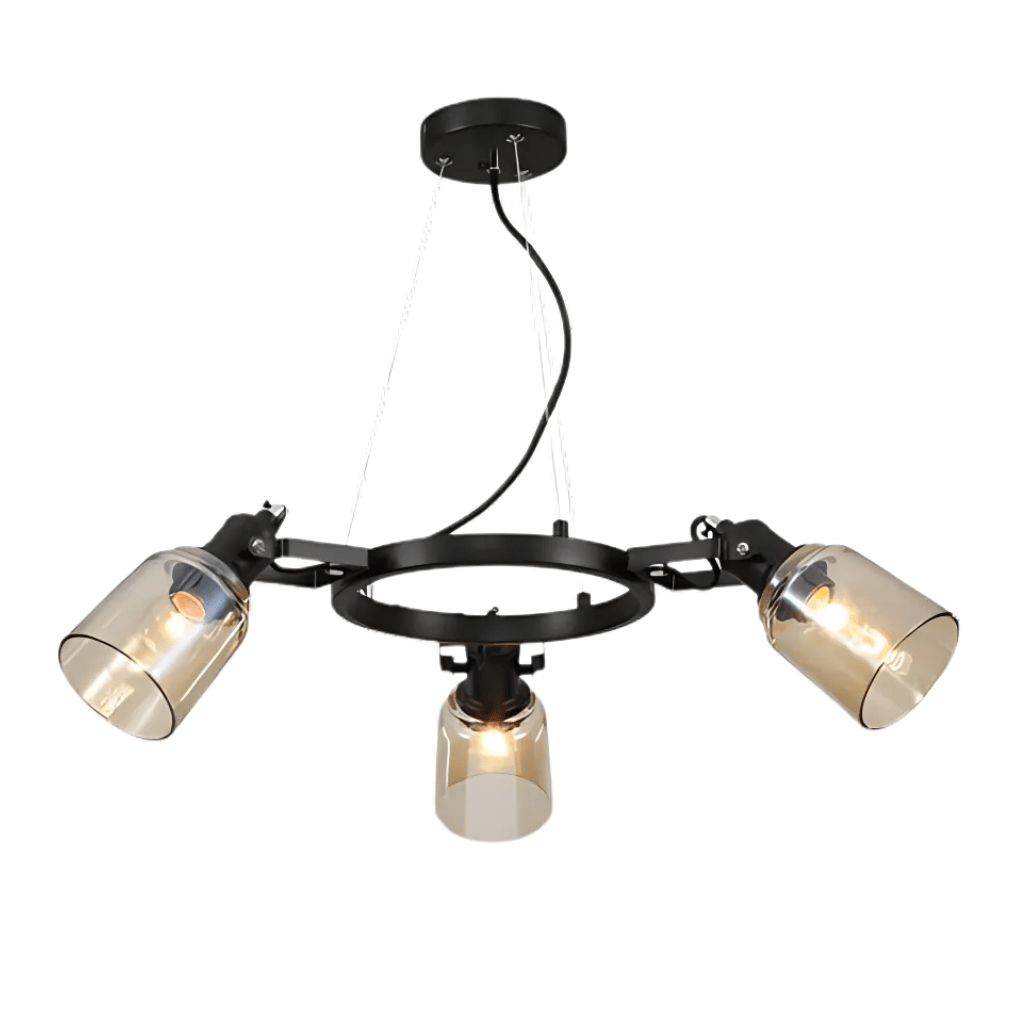 TKLD Pendant & Chandeliers Amber Cone Glass Black Suspended E27 Ceiling Light - 3 Lamps