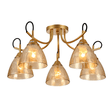 TKLD Ceiling Lights Amber Cone Glass Gold Semi Flush Ceiling Light E27 - 5 Lamps