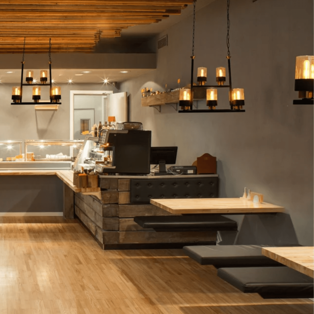 TKLD Pendant & Chandeliers Amber Cylinder Glass Black Metal Chandelier Ceiling Light