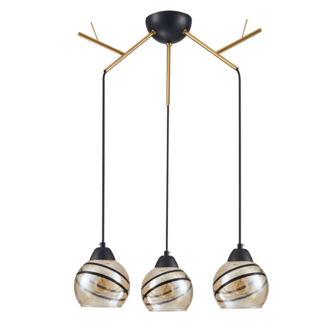 TKLD Ceiling Lights Amber Dome Glass Gold 3 Lamp Twig Modern Ceiling Light - 40W