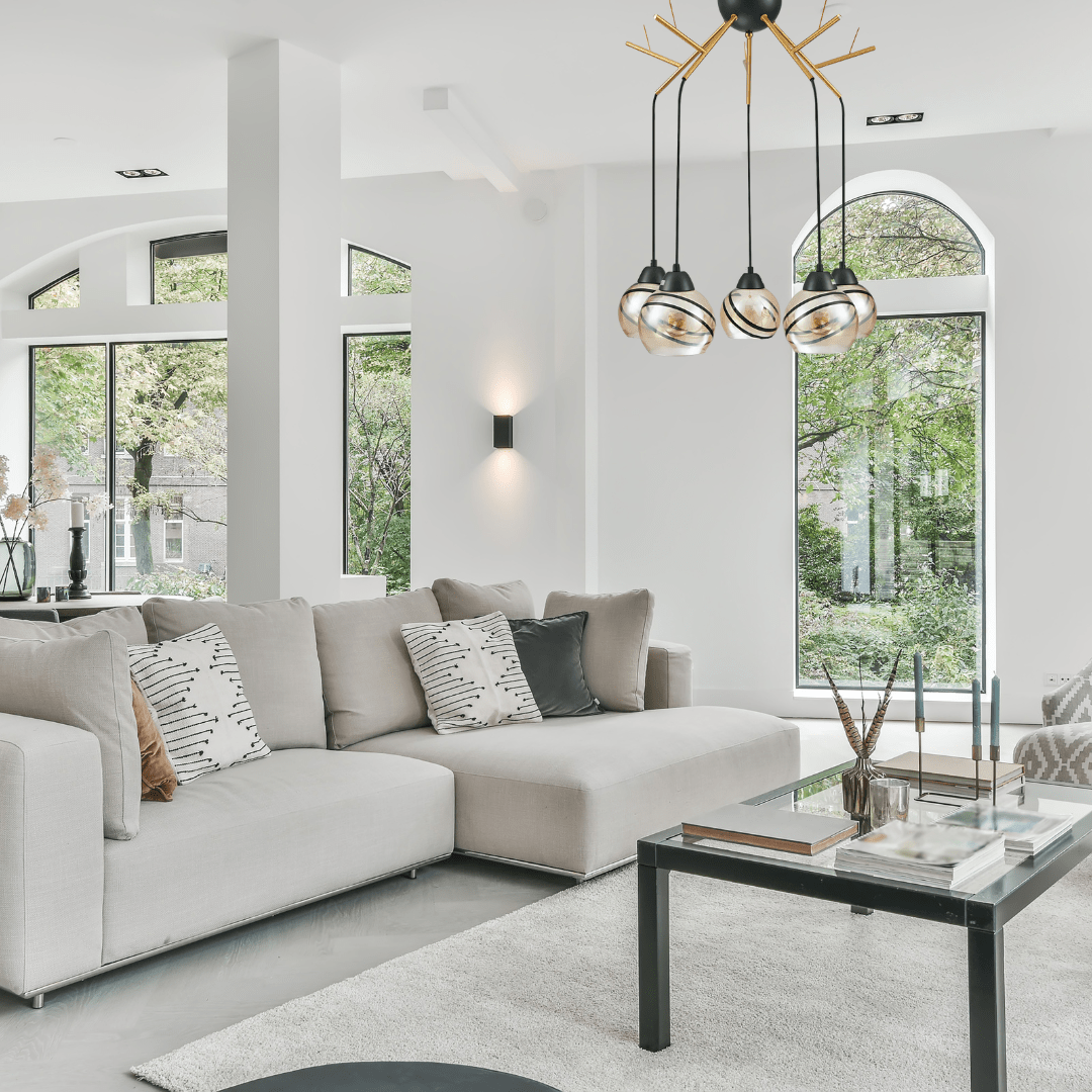 TKLD Ceiling Lights Amber Dome Glass Gold 5 Lamp Twig Modern Ceiling Light - 40W