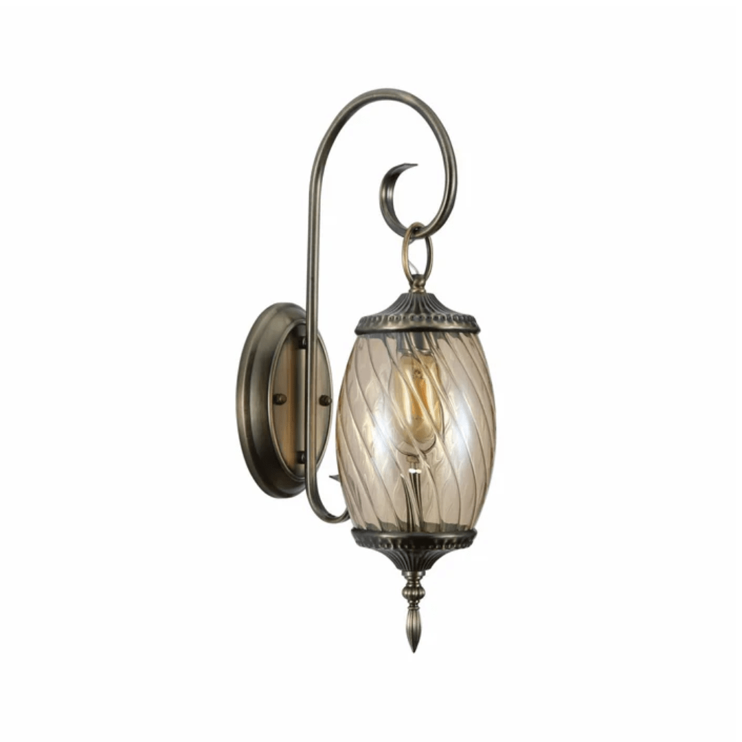 TKLD Wall & Sconce Lights Amber Glass Antique Bronze Metal Body Moroccan Style Wall Lamp - 60W